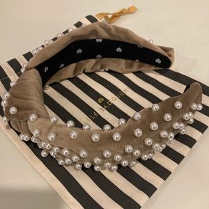 Lele Sadoughi Desert Tan Pearl Headband